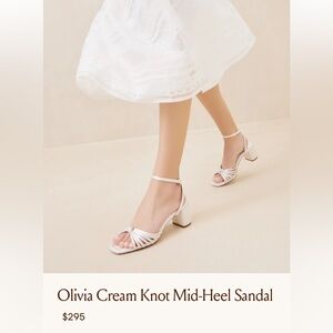 Loeffler Randall Olivia Cream Knot Mid-Heel Sandal Size 8.5